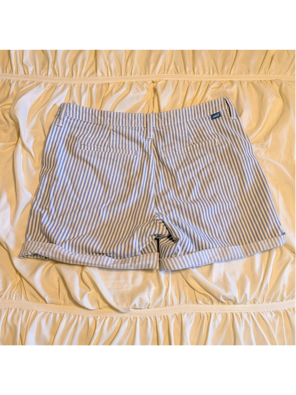 JAG Striped Patch Pocket Shorts Women’s Size 12 Blue White Coastal Nautical - Picture 4 of 9